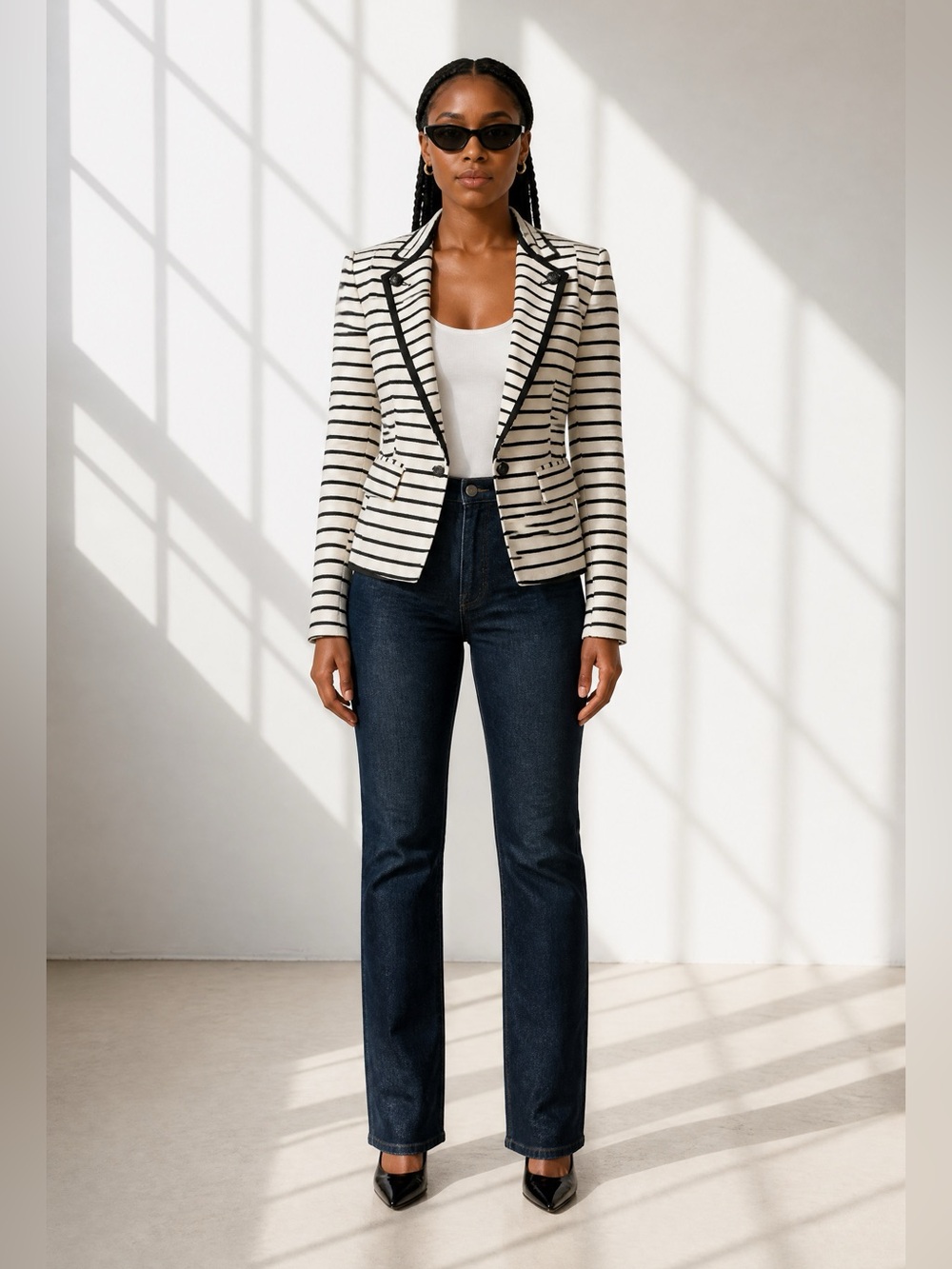 Forever 21 Black & White Striped Blazer